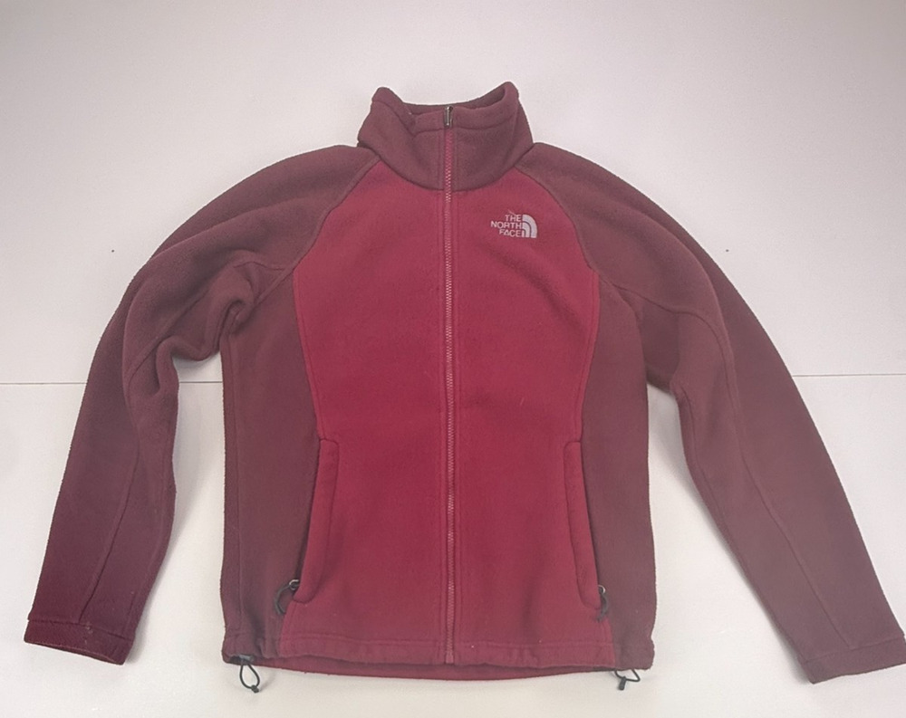 The North Face Womens M Full Zip Fleece Jacket Burgundy Red Two Tone Outdoors